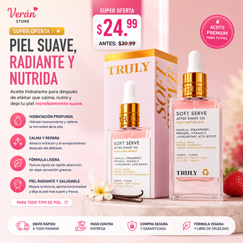 Truly Soft Serve After Shave Oil | Hidratación y Cuidado Facial | 90 ml