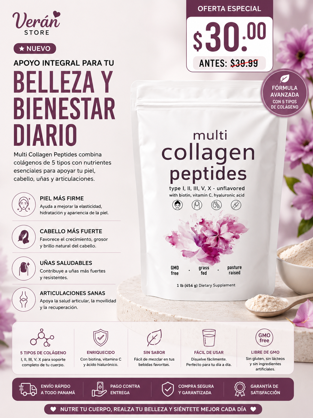 Multi Collagen Peptides | Soporte Integral para tu Bienestar | 454 g