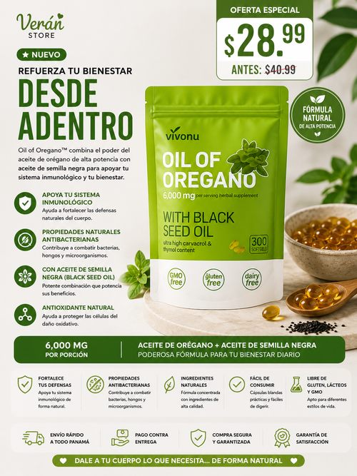 Oil of Oregano 6000 mg | Apoyo al Sistema Inmunológico | 300 Softgels