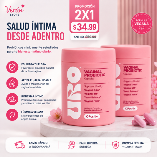 URO Vaginal Probiotic | Probióticos para el Bienestar Íntimo | 60 Cápsulas promo 2x1