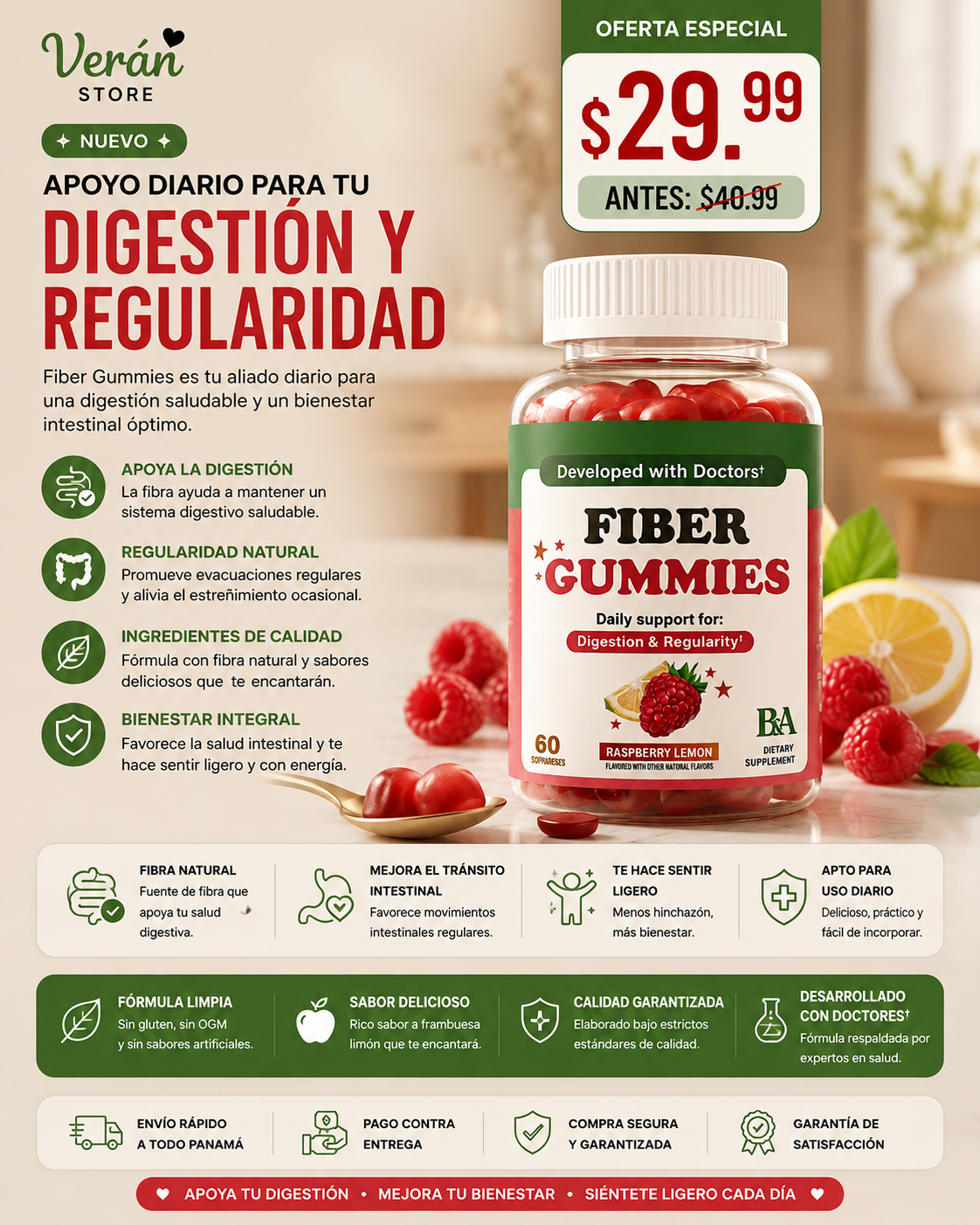Fiber Gummies | Apoyo Digestivo y Regularidad | 60 Gomitas