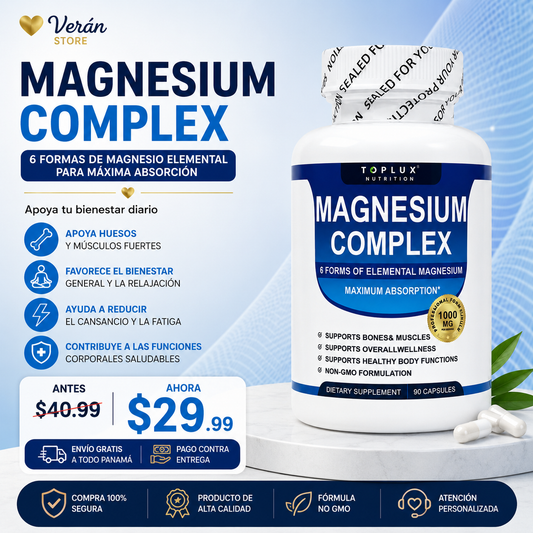 Magnesium Complex™ | 6 Formas de Magnesio | Máxima Absorción | 90 Cápsulas