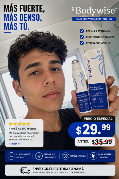 Bodywise Hair Growth Serum Roll-On™ | Fórmula Avanzada para el Crecimiento Capilar