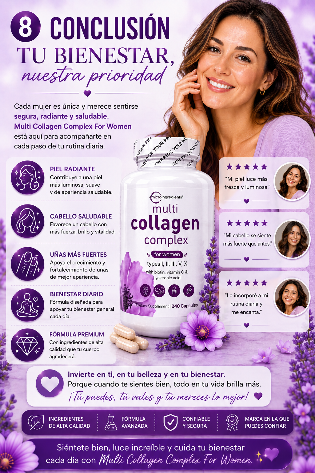 Multi Collagen Complex for Women™ | Colágeno Hidrolizado con Biotina, Vitamina C y Ácido Hialurónico