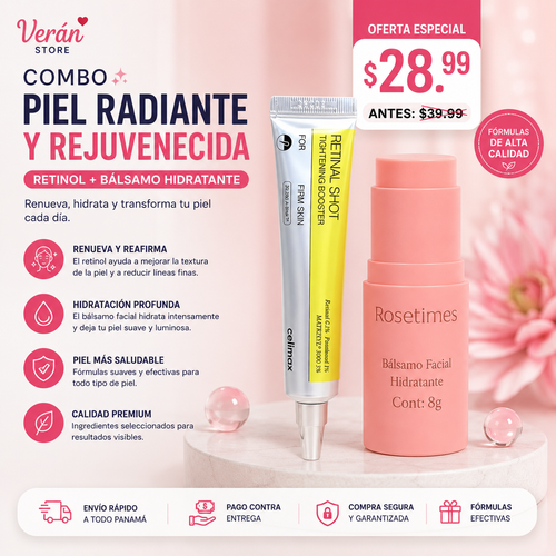 ombo Retinal Shot Celimax + Rosetimes | Reafirma e Hidrata la Piel | 2 Productos