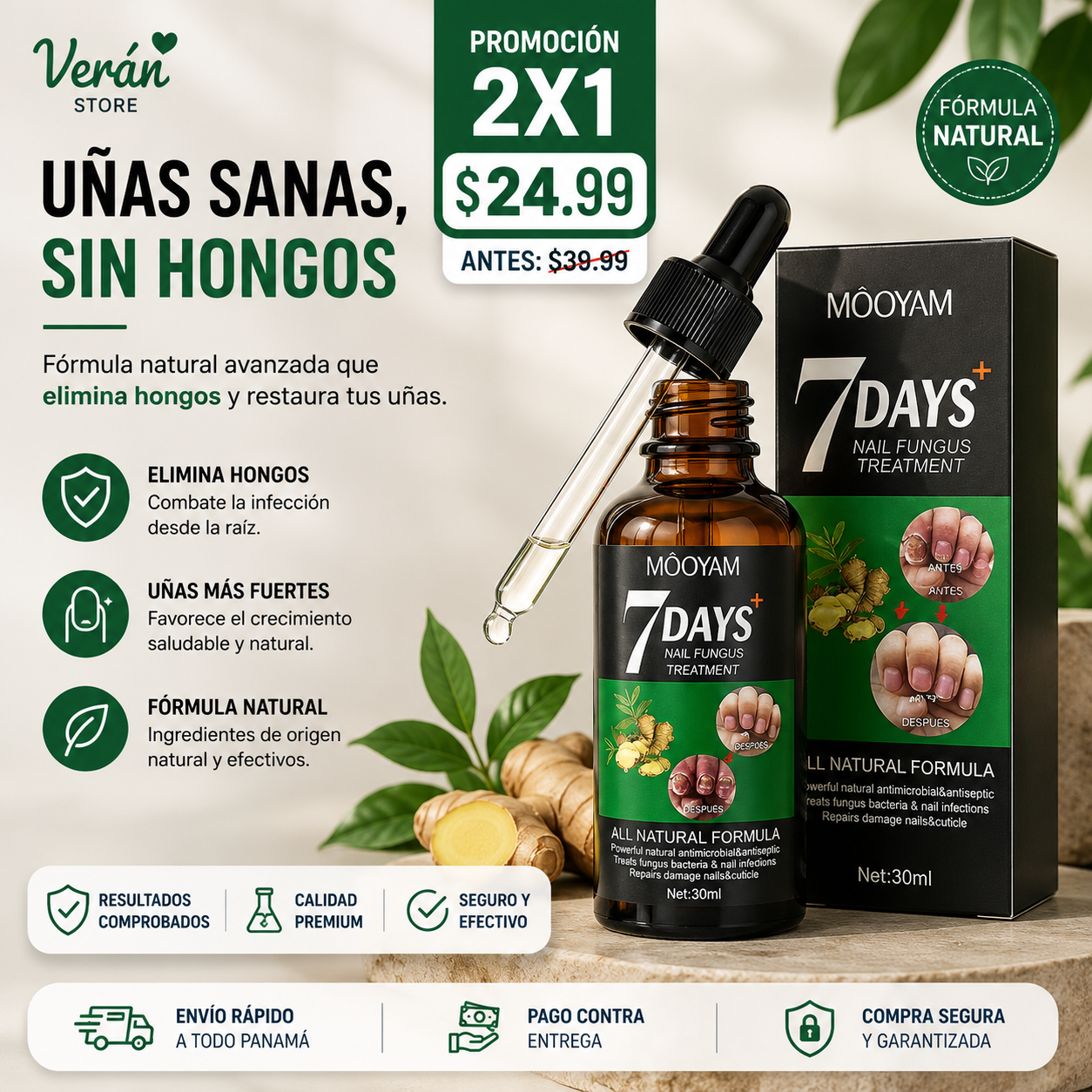 7 Days Nail Fungus Treatment | Tratamiento para Hongos en las Uñas | 30 ml